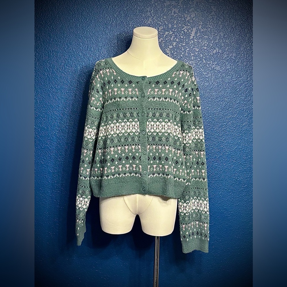🦚2/$70🦚 ABOUND NWT Fair Isle button-up and Cardigan Sweater w/ scoop neck